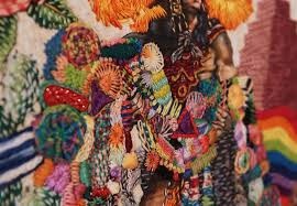 Textile artist working on contemporary fiber art piece